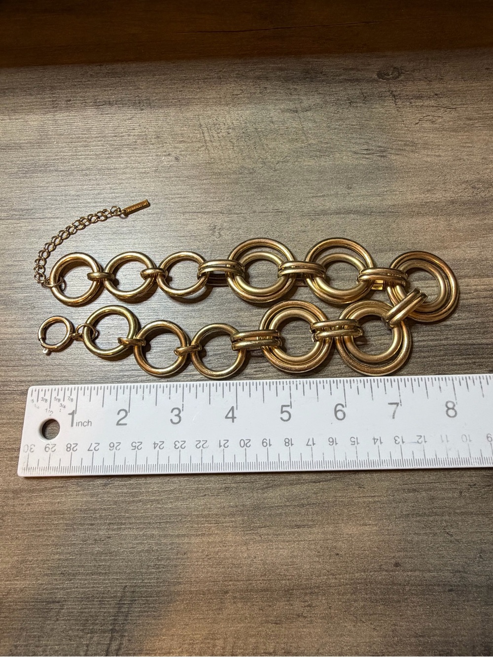 Vintage Saks Fifth Avenue Statement necklace #946 gold tone rings - Picture 10 of 11